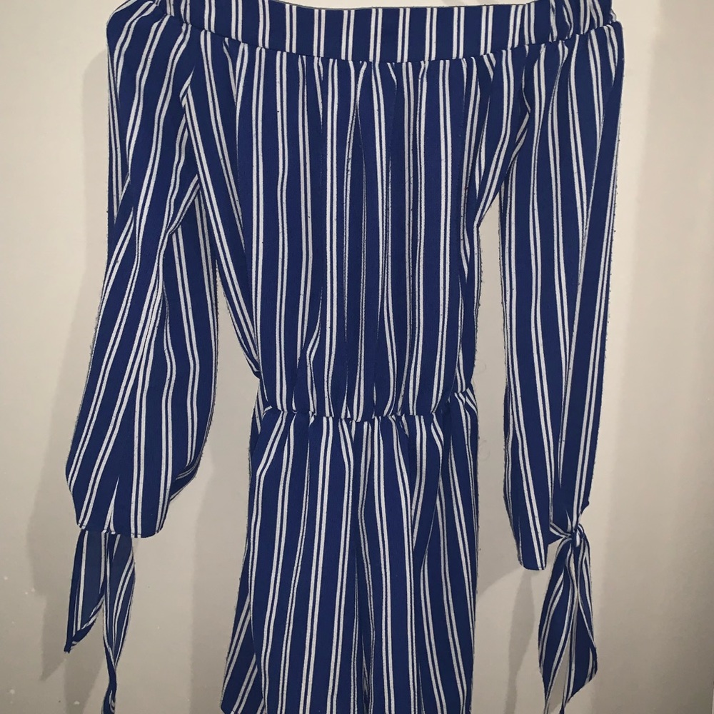 Striped Off Shoulder Romper